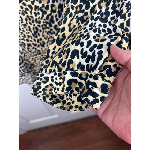 Gap Womens Large Leopard Career Top Carrer Blouse Animal Print Classic - Picture 7 of 9